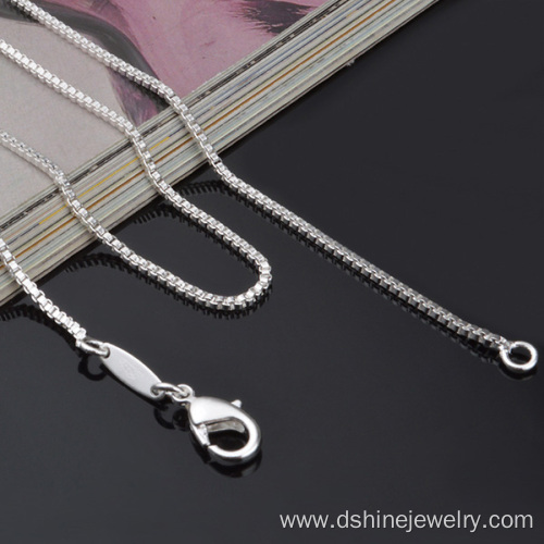 Mens Sterling Silver Box Chain Necklace 925 Silver Plating